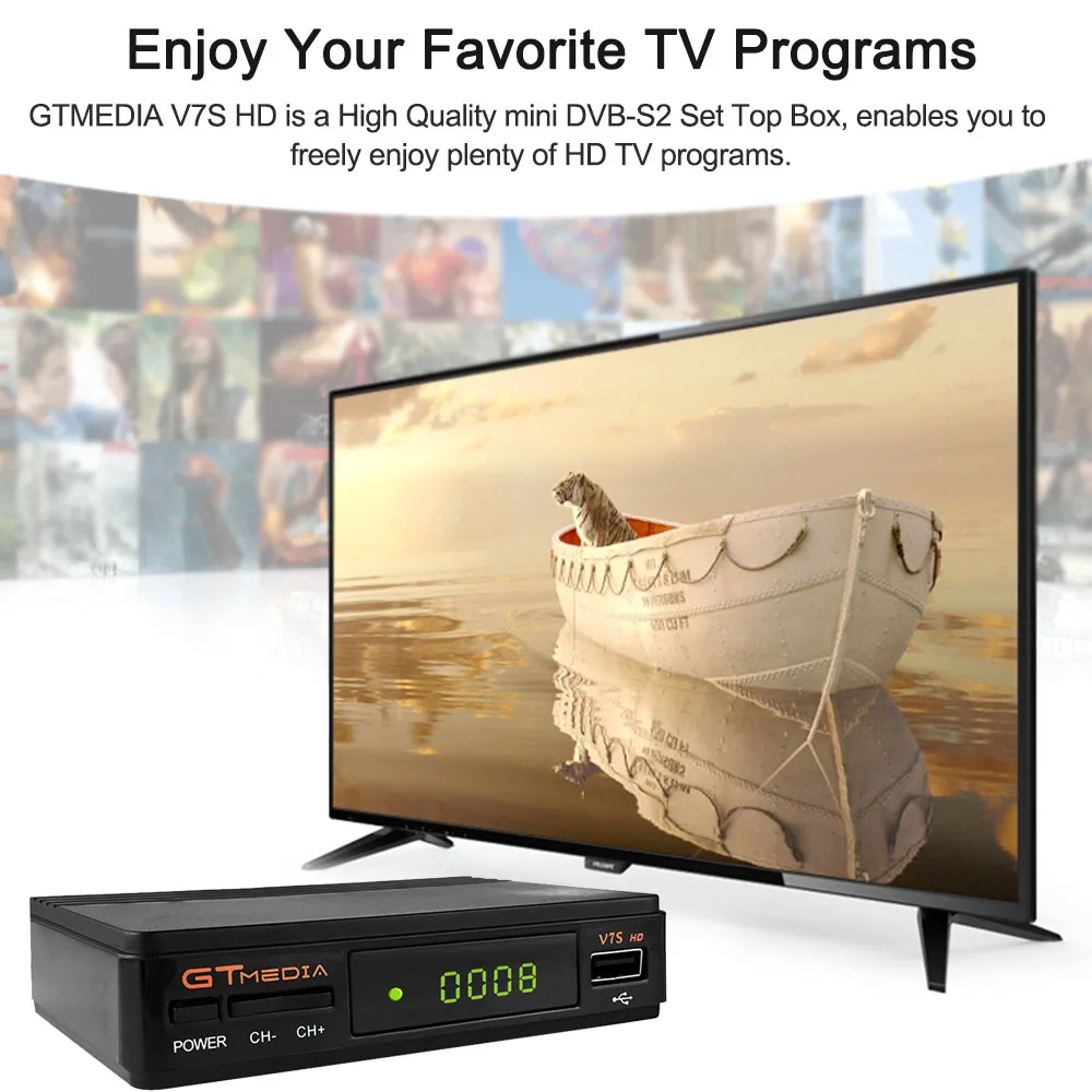 GTMedia V7S HD+ USB спутниковый приемник WIFI Full 1080P DVB-S2 HD Поддержка Ccam powervu youpron телеприставка