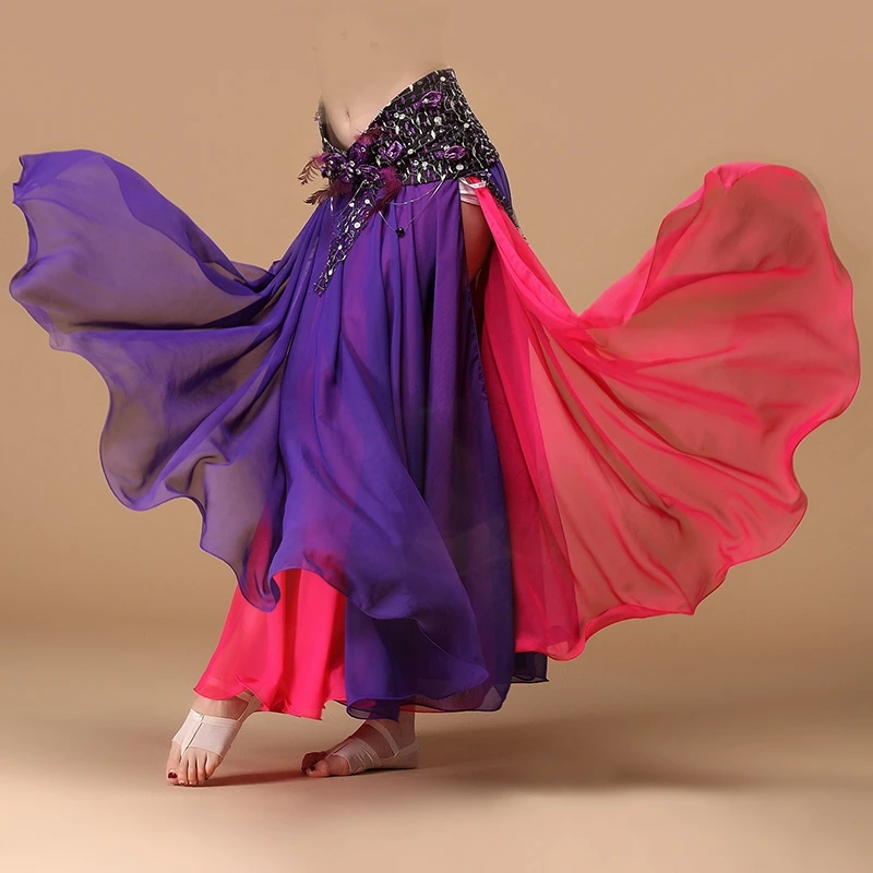 

New Belly Dance Big swing Skirt 2 Colors Vogue Bohemia Gypsy Maxi Skirt Dancer Practice Clothes exotic dancewear Black-Red Mixed
