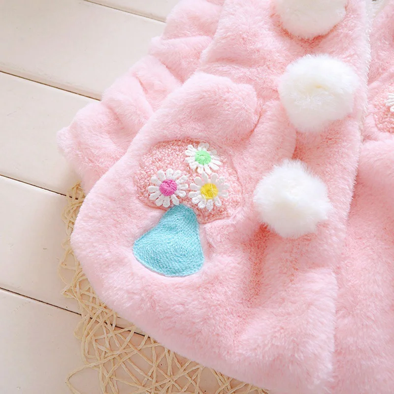 Baby Coat Autumn Winter Girls Artificial Fur Long Sleeve Outerwear With Rabbit Ear Cute Hairy Comfortable Warm Hoodie