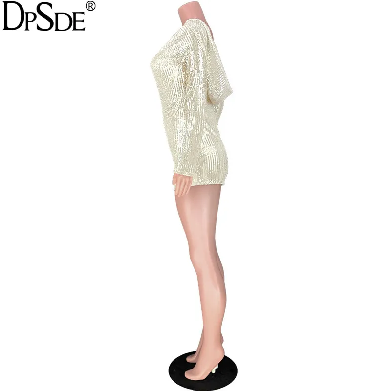 DPSDE, черный, абрикосовый, с блестками, сексуальный комбинезон, полный рукав, о-образный вырез, облегающий женский комбинезон, новинка, осенний тренд, комбинезон, Комбинезоны