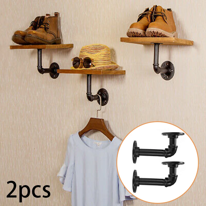 

2pcs/Set 5.9x3.1 Inch Wall Shelves Black Floating Bracket DIY Custom Hat Dress Home Ornaments Decorations Organizers