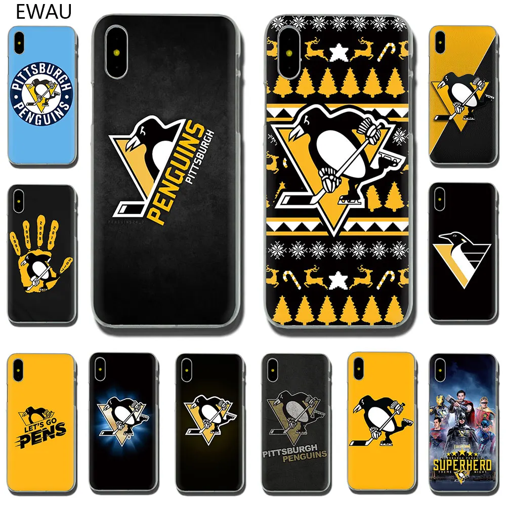 

EWAU Pittsburgh Penguins Hard phone cover case for iPhone 11 Pro 6 6S Plus 7 8 Plus X XS XR XS Max