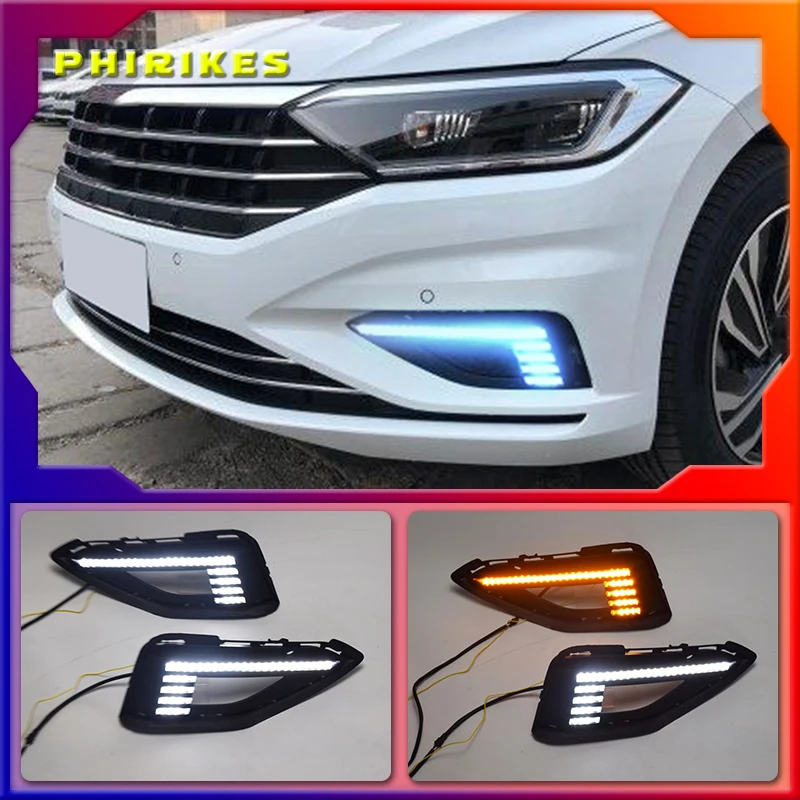

2PCS For VolkswagenVWJetta Sagitar 2019 Dynamic Yellow Turn Signal Relay 12V Car DRL Lamp LED Daytime Running Light