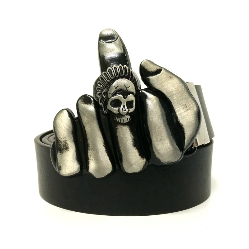 Средний палец с кольцом в виде черепа, античная серебряная Мужская пряжка для ремня, металлические ковбойские аксессуары «сделай сам» в западном стиле, Прямая поставка, приветствуется