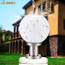 Светодиодный фонарный столб на солнечной батарее на открытом воздухе Водонепроницаемый сети круг настенный светильник Нержавеющая сталь сферические дверями внутреннего дворика, лампа-колонна