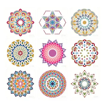 

Set of 9 12 x 12 Inch Large Size Reusable PET Stencil Mandala Stencil Template B95D
