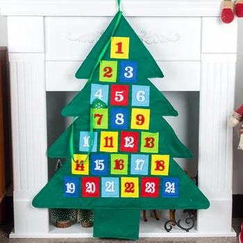 

24 Days Countdown To Christmas Non-woven Christmas Tree Hanging Advent Calendars For Home Office Party Decoration Kerst Kalender