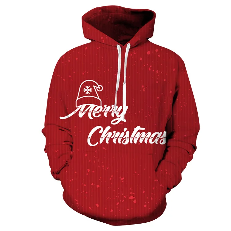 Толстовка с капюшоном; Рождественская одежда с объемным рисунком для родителей и детей; одинаковые комплекты для семьи; подарки для детей; Мужская Уличная одежда; Прямая поставка - Цвет: red Christmas hoodie