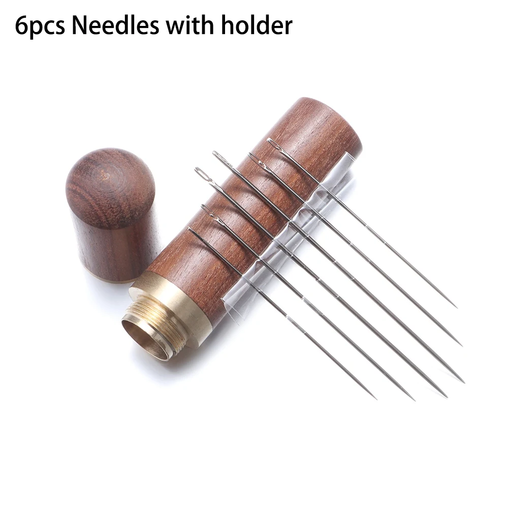 6pcs with holder Самонарезающие иглы с держателем самонарезание резьбы боковое отверстие Швейные штопальные иглы Набор DIY слепой человек вышивка ремесло инструменты - Цвет: 6pcs with holder