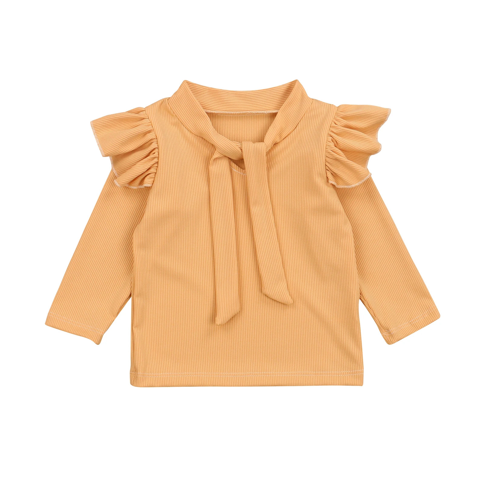 

Princess Infant Baby Girls Autumn T Shirts Tops Ruffles Long Sleeve Bowknot Collar Solid Pullover Tops 1-5Years