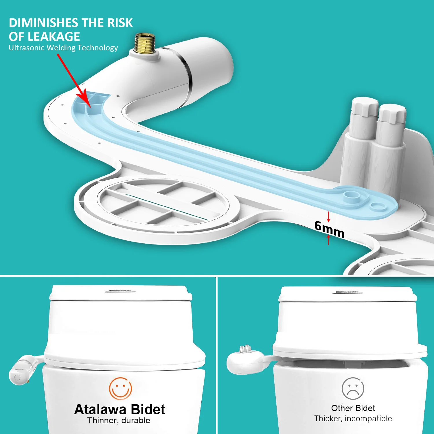 Non Electric Bidet for Toilet Seat Attachment Atalawa 2020 New Design AW5650 Dual Nozzle Toilet Bidet Sprayer Fresh Water Spray
