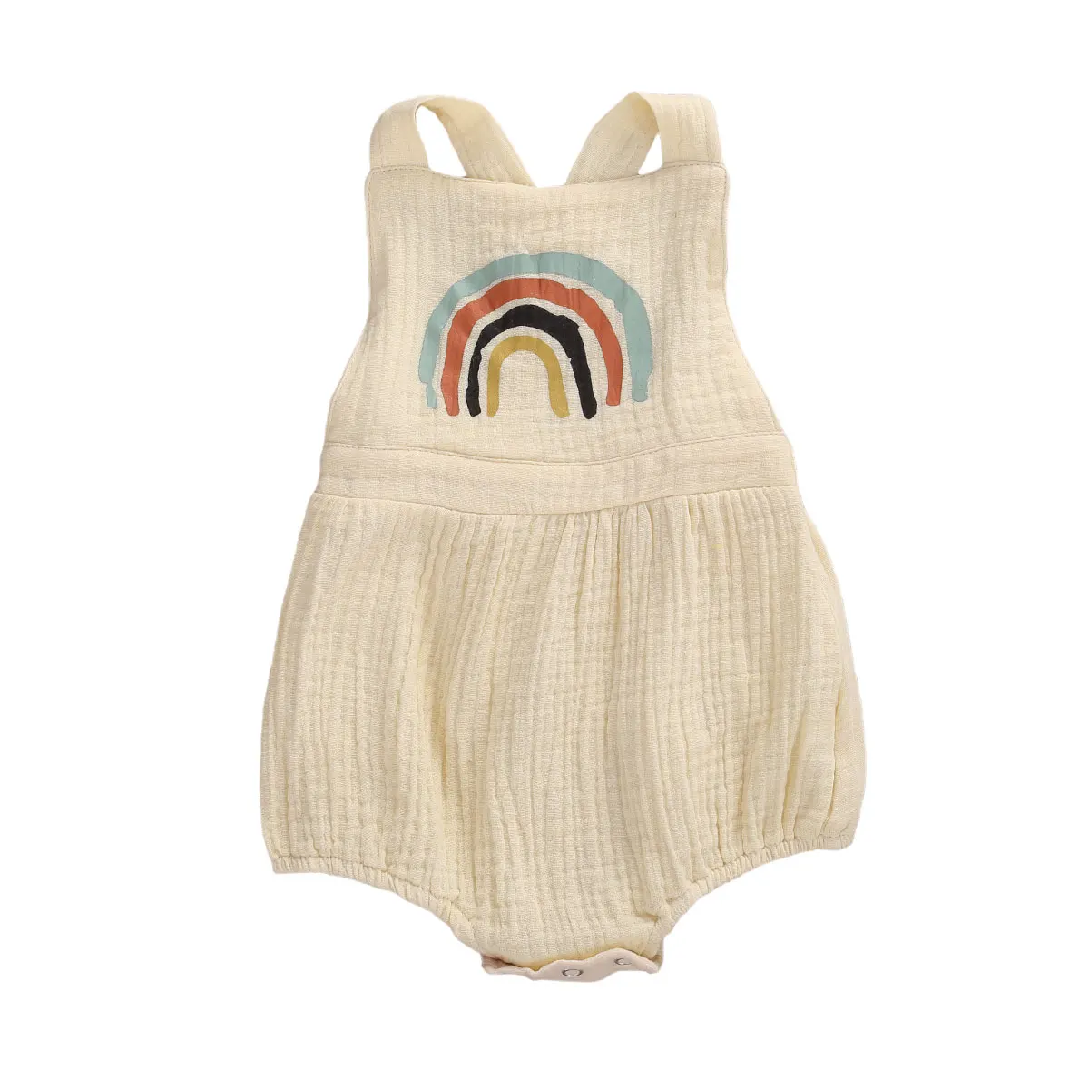 best Baby Bodysuits 2020 Baby Summer Clothing 0-24M Newborn Infant Baby Girl Boy Rainbow Romper Jumpsuit Cotton Linen Overalls Sleeveless Clothes Baby Bodysuits Fur Baby Rompers