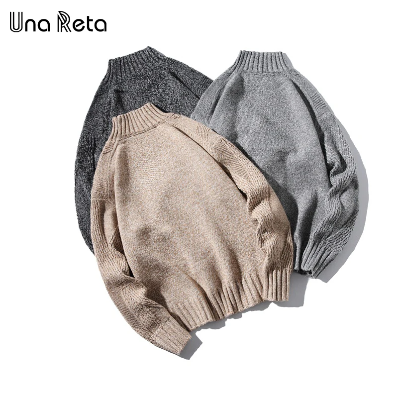 Una Reta/мужской свитер с высоким воротом, осенне-зимний однотонный пуловер в стиле ретро, мужской свитер, повседневный свободный свитер для мужчин