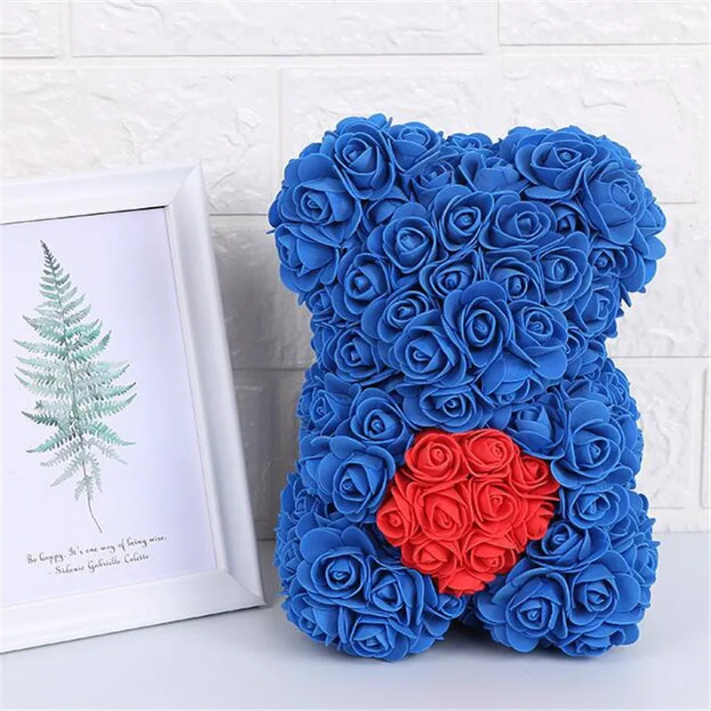 Dark Blue Искусственные цветы 25 см Роза медведь девушка Юбилей Рождество День Святого Валентина подарок на день рождения для свадебной вечеринки - Цвет: Dark Blue
