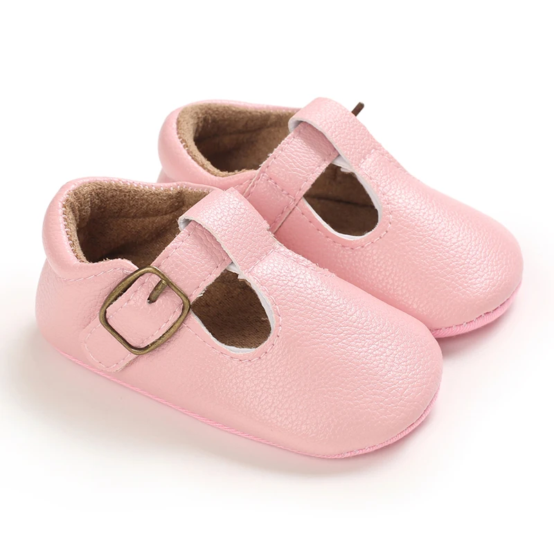 Infant Newborn Baby Girls Princess Non-Slip Floral Border Shoes Toddler Baby Soft PU Leather Prewalker Shoes Solid First Walkers