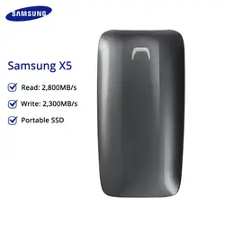 Samsung X5 внешний SSD 500GB 1 ТБ 2 ТБ Thunderbolt 3 интерфейс Максимальная скорость 2800 МБ/с. твердотельный накопитель