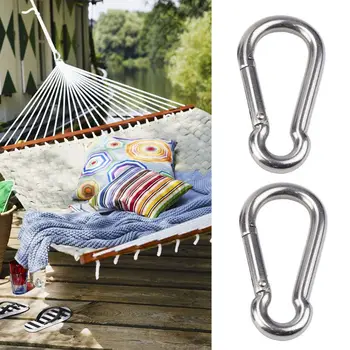 

2pcs Stainless Steel Spring Snap Hook Carabiner Clips for Hammock Hiking Camping 40JA