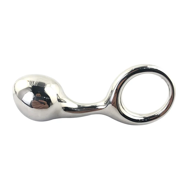 huge heavy Stainless steel Metal butt plug with pull ring
