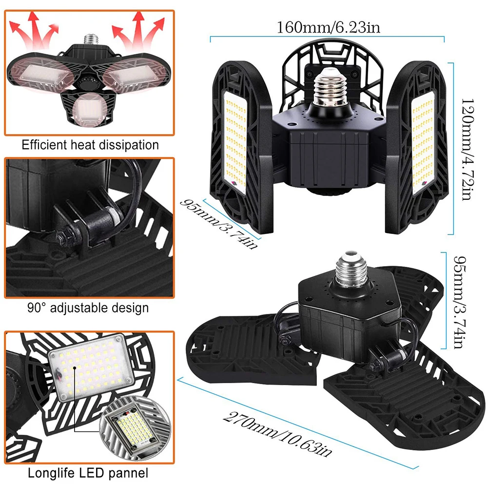 

Rador E26 144 LED Workshop Lamp PIR Motion Sensor Garage Lamp LED Ceiling Lights Lighting Industrial for Indoor Outdoor Lights