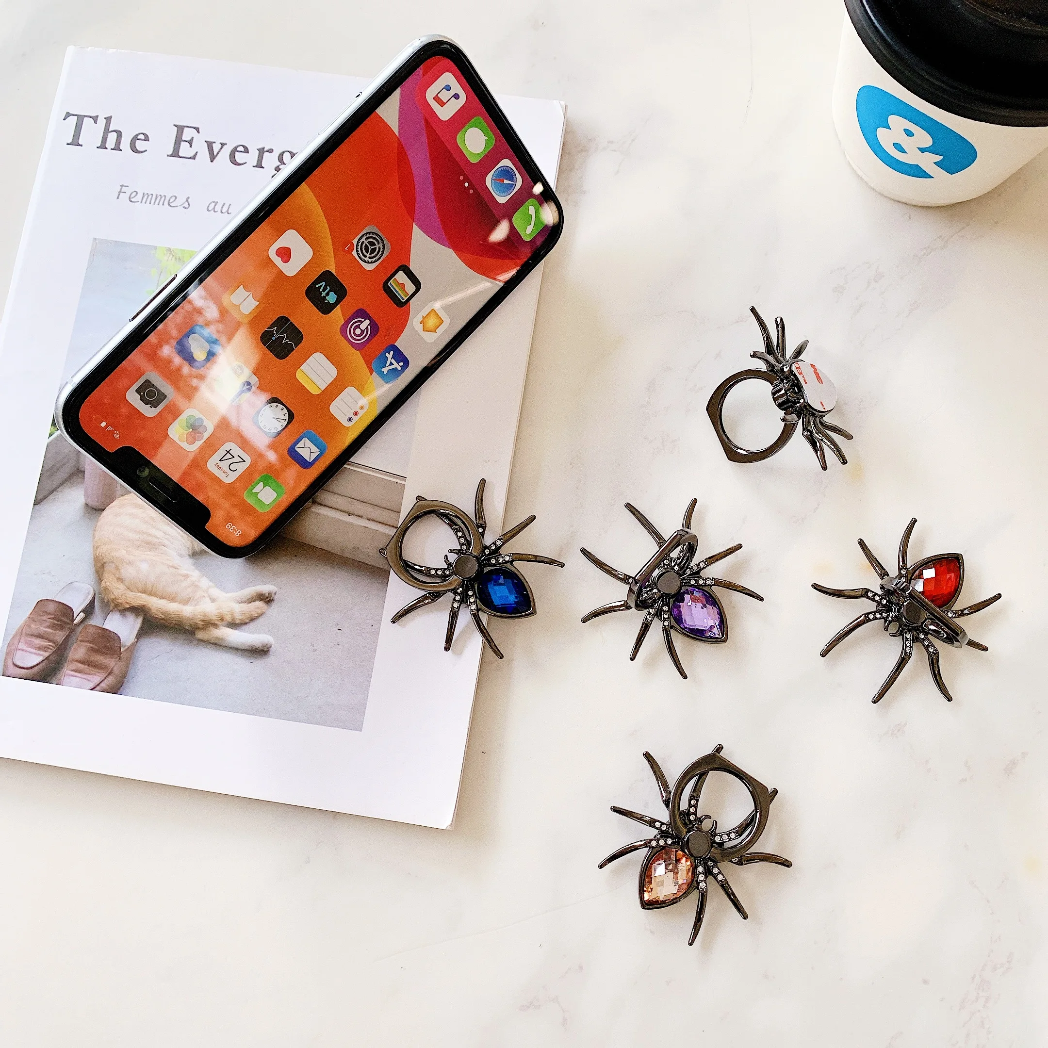

The new 3D spider universal mobile phone ring bracket desktop bracket is suitable for iPhone XR Samsung Huawei Xiaomi bracket