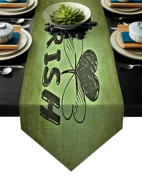 

St Patrick'S Day Shamrock Ireland Table Runner Table Flag Home Party Decorative Tablecloth Table Runners