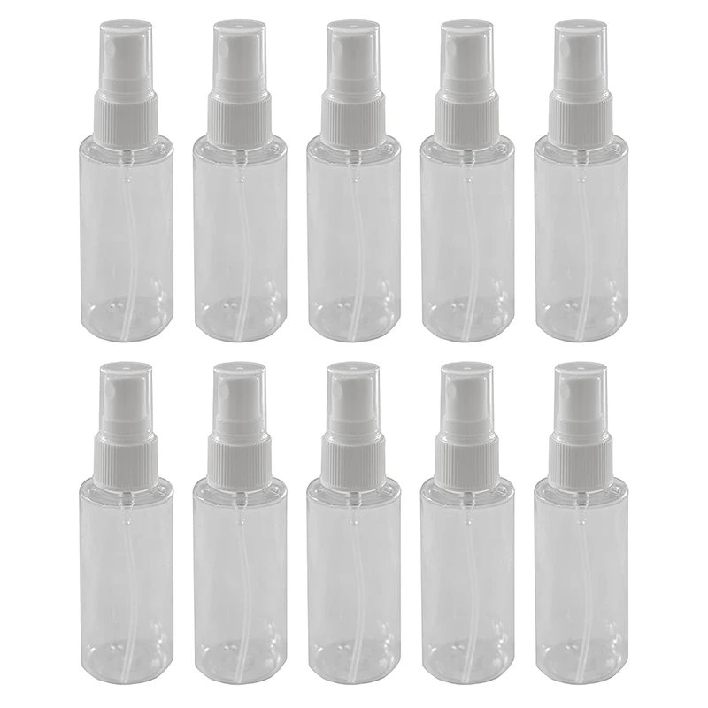 

10Pcs Transparent Empty Spray Bottles 2 Oz Plastic Mini Refillable Container Empty Cosmetic Containers