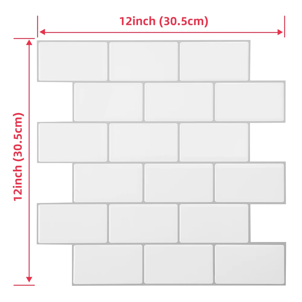 Cocotik 1" x 12" корки и палки щитка плитка Метро стикер белый для кухни/ванной комнаты, 10 листов