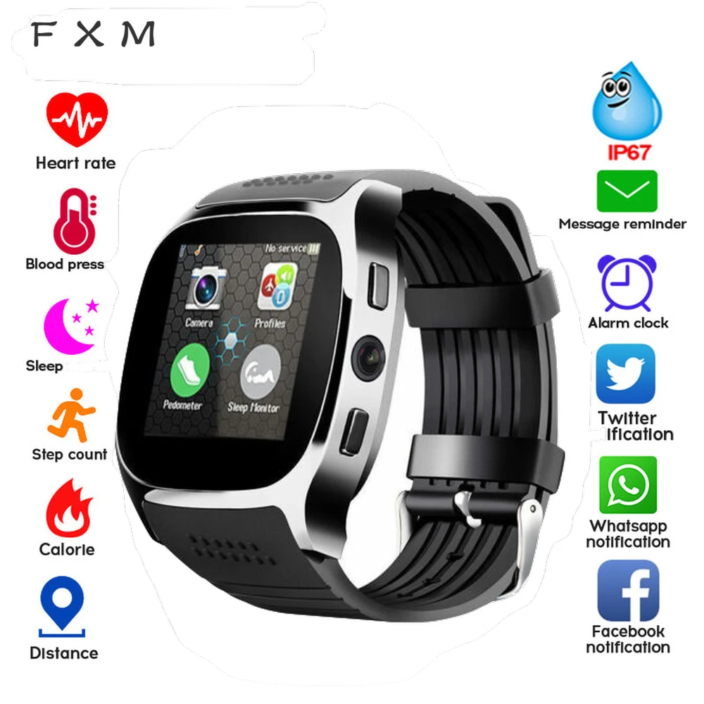 

FXM T8 Smart Watch Sport Digital Watch with Camera Touch Screen Bluetooth Watch Support SIM and T card Camera For Android iPhone