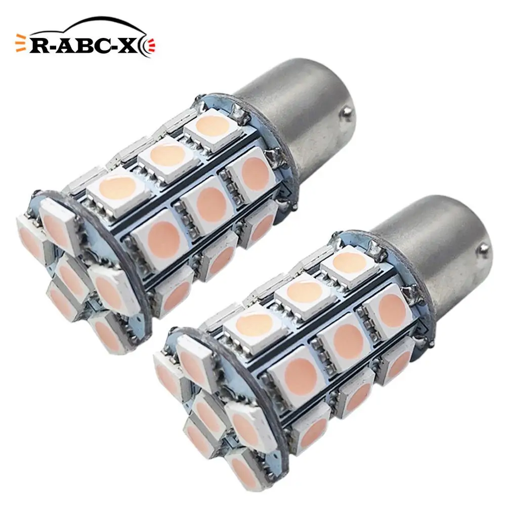 

2 pcs BA15S 1156 Car Turn Reverse brake signal lamp 27smd 12V Auto tail light direction Interior LED bulb 540lm high bright Pink