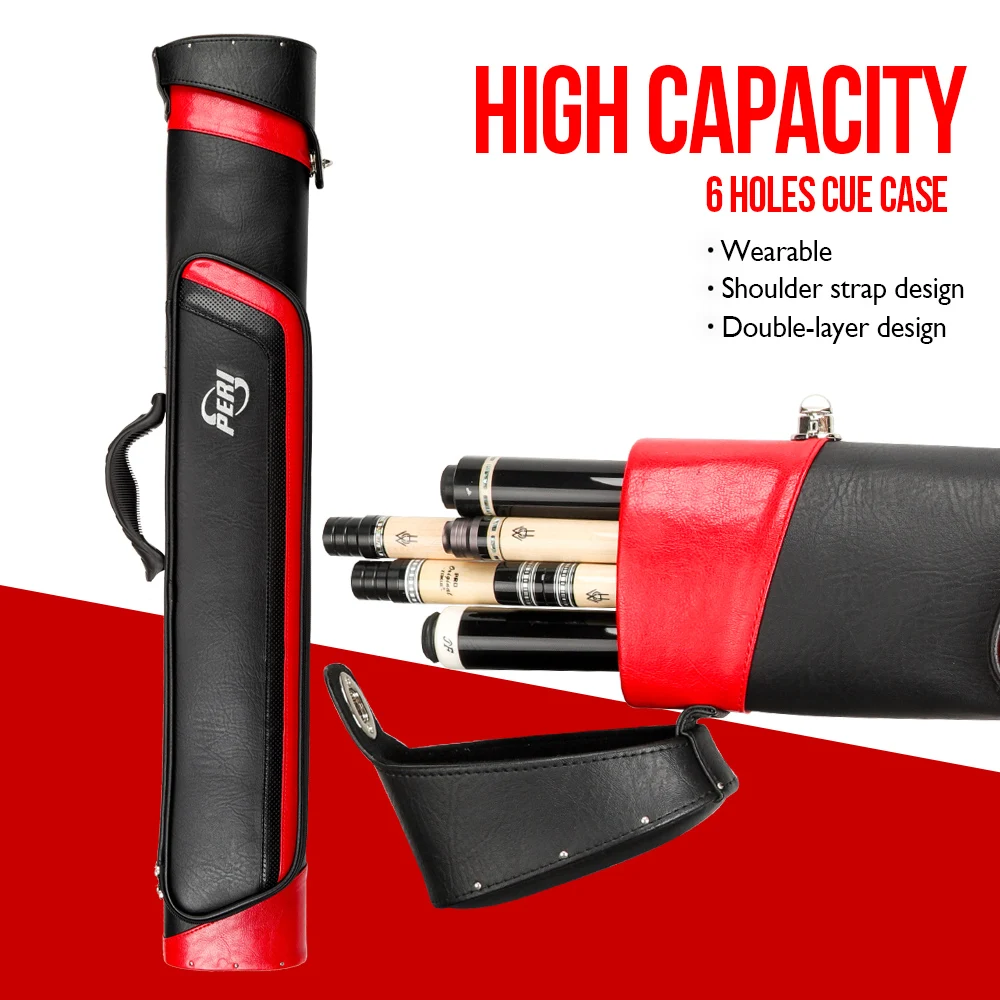 

PERI Case 6 Holes 2 Butt 4 Shaft Multi-piece Rod Box PU Material Hard Cue Case Bag Convenient Portable Case Billiard Accessories