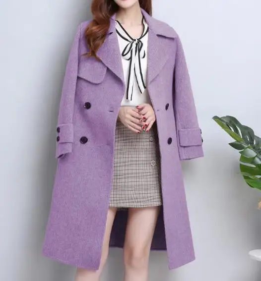 Fdfklak Новинка abrigos mujer invierno модное тонкое длинное шерстяное пальто Женская осенне-зимняя куртка Женское шерстяное пальто больших размеров Кашемировые Куртки