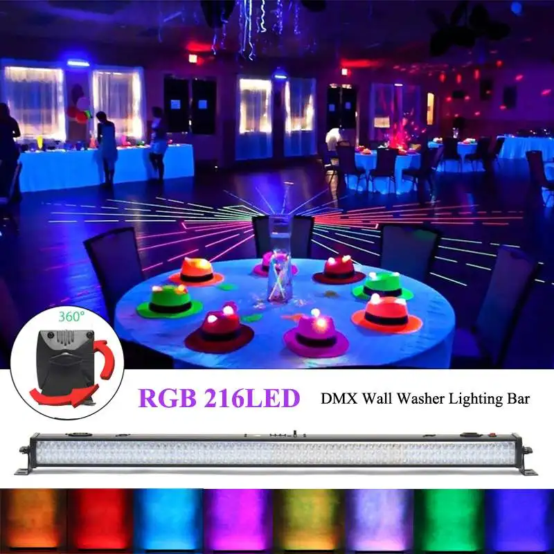 

DMX LED Lighting Effect RGB 216LED 28W 110-240V Red Blue Green Wall Washer Uplighter only Indoor DJ Party Show Lamp