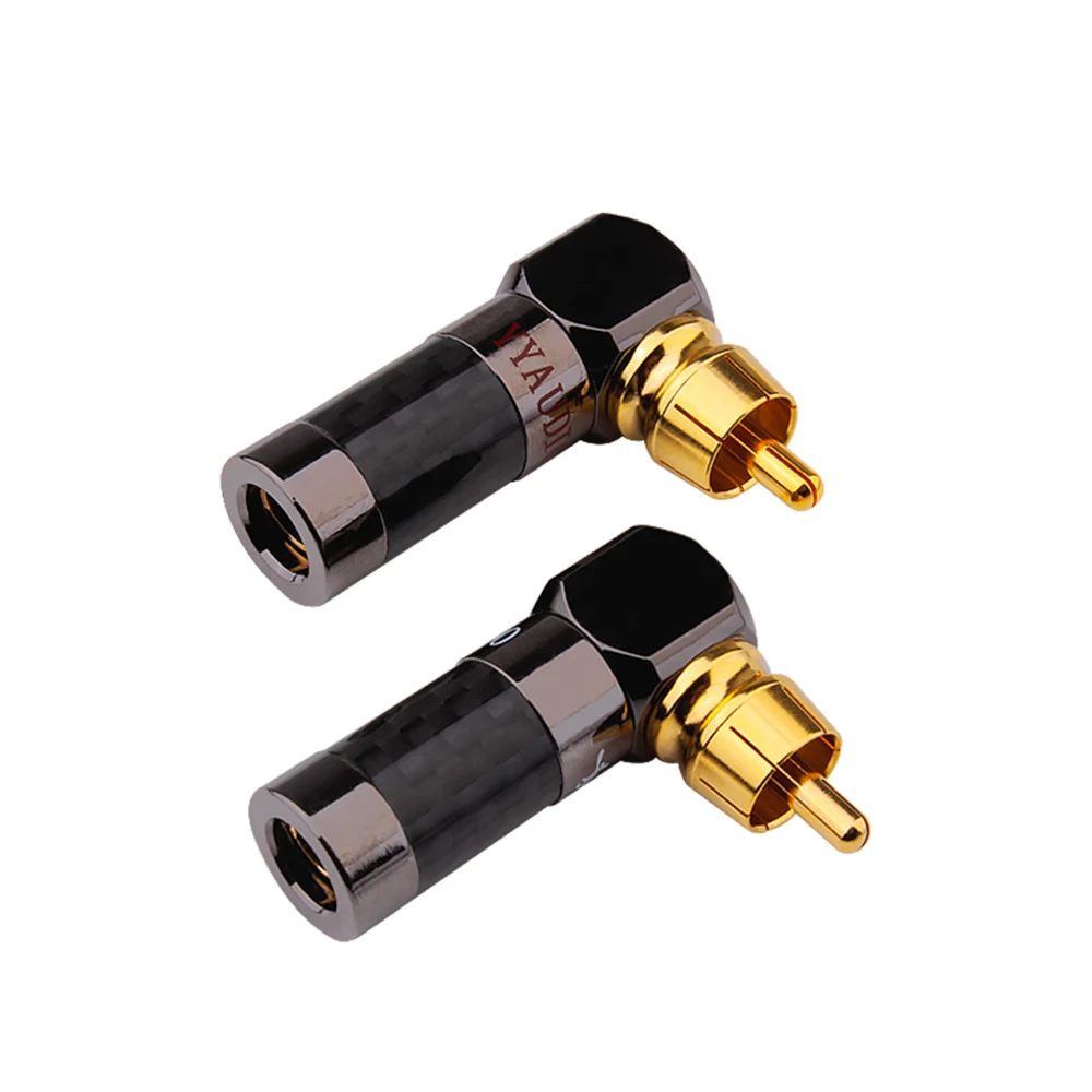4PCS Audio Connector RCA Gold Plug Male 90 Degree Adaptor Audio Video Speaker Connector Soldering Adapter RCA Elbow Hifi Jack