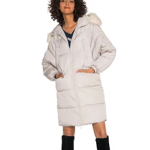 Женская зимняя повседневная свободная однотонная куртка-парка, пальто с меховым воротником, утепленная куртка с капюшоном, теплая парка, женская верхняя одежда больших размеров