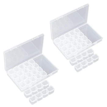 

2 Pcs Organizer Storage Box, Jewelry Container Detachable Earrings Pearl Necklace Nail Art Rhinestone Storage Tray Organizer Sho