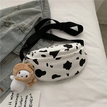 

Japanese-style Harajuku Canvas Chest Shoulder Bag Female 2020 New Style Fashion GIRL'S Students Versatile Fresh Cow Breast Packa