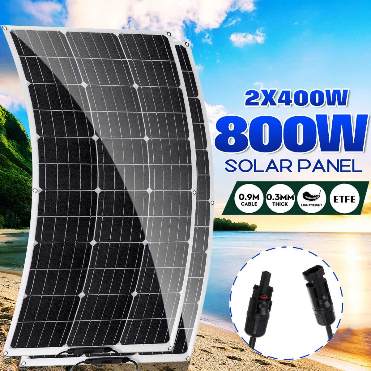 

Peak 800W Solar Panel 18V High Efficiency Monocrystalline Flexible Waterproof Emergency Charging Outdoor Rechargeable Power
