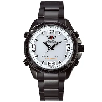 

EPOZZ full black Analog and LED digital man watch stainless steel strap male clock hours Top Brand Luxury relogio masculino 2306