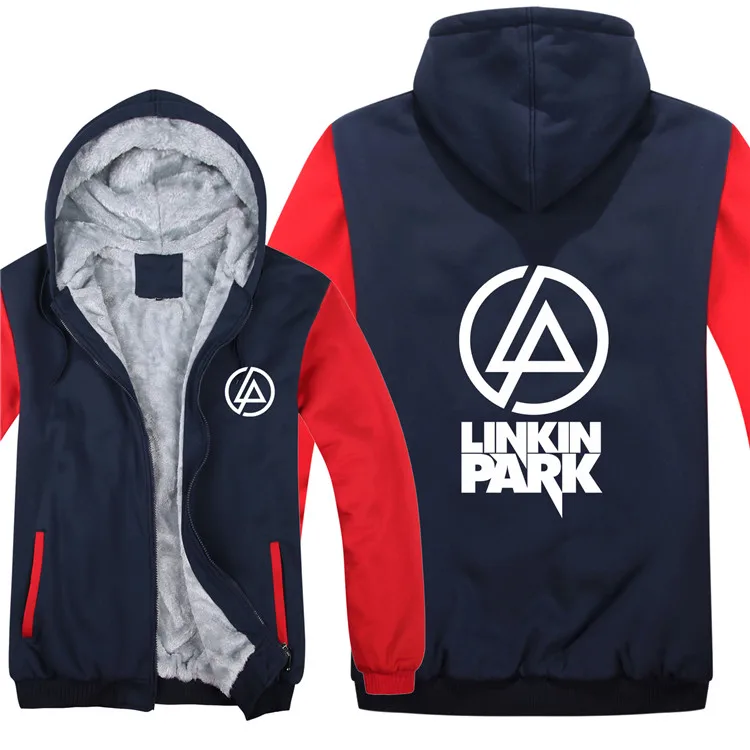 Толстовки в стиле хип-хоп Linkin Park, куртка, утепленный мужской пуловер на молнии, зимняя флисовая шерстяная толстовка с лайнером, музыка, рэп, Linkin Park, толстовка
