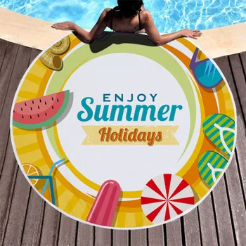 

Summer Round Beach Towel with Tassel 150cm Swimming Bath Towel Bikini Cover Up Bedspread Carpet Yoga Picnic Mat