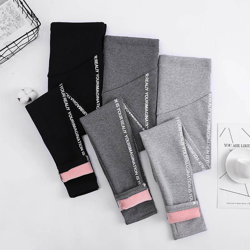 Autumn Winter Velvet Maternity Leggings Pants For Pregnant Women Warm Clothes Thickening Pregnancy Trousers Clothing