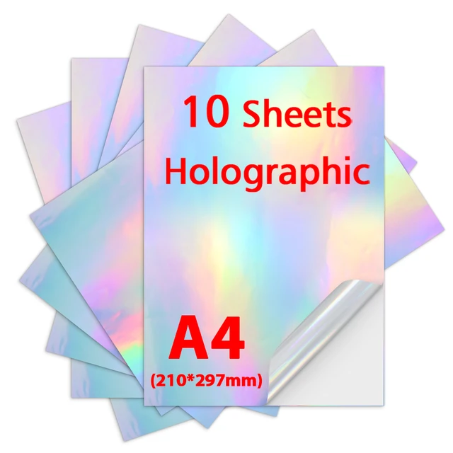 10/50 Sheets Holographic Printable Vinyl Sticker Paper Matte/Glossy/Transparent/Silver/Gold  Adhesive Sticker for Inkjet Printer - AliExpress