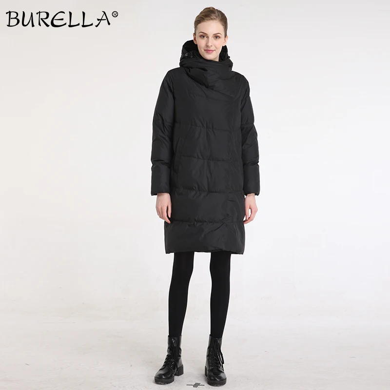 Женская водолазка с капюшоном BURELLA однотонная хлопковая куртка до колена
