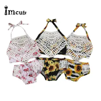 

Imcute 2020 2PCS Baby Girl Summer Sunflower Print Swimwear Toddlers Kids Children Bikini Set Ruffle White Lace Bowknot Swimsuit