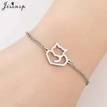 Jisensp полые браслеты из нержавеющей стали для кошек, для девочек, подарок для детей, милое животное, амулет, браслет, женские браслеты, рождественские украшения