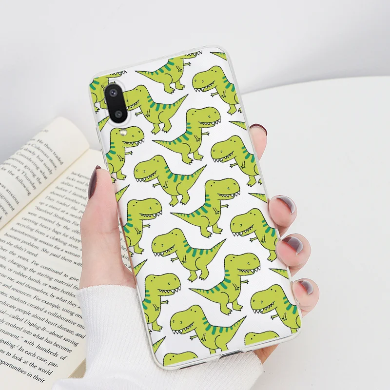 For Samsung Galaxy A02 Capa 6.5" Silicone Clear Transparent TPU Flower Animal Case For Samsung A02 A 02 A022F Bumper Fundas Etui kawaii samsung cases Cases For Samsung