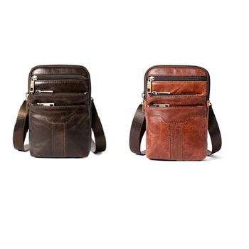 

1 Piece Genuine Leather Belt Bag Men Phone Pouch Bags Fashion Waist Packs Fanny Pack New Travel Waists Pack Male Waist Bag