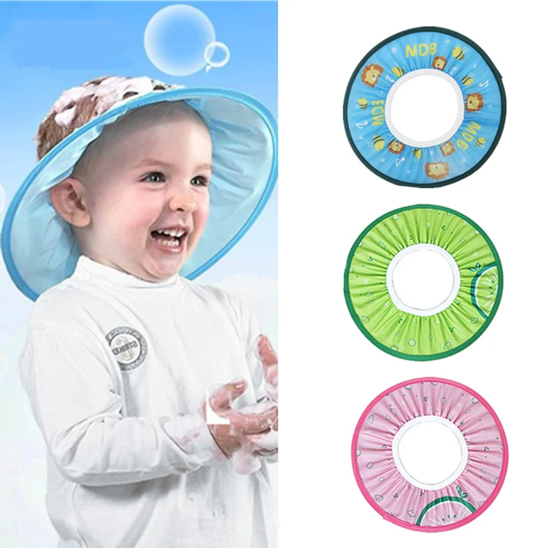 1 Uds. De tapas de protección para el cabello para baño de bebé, sombrero suave para niño, champú para niño, protección ajustable, gorro de ducha impermeable, Sombreros con visera de baño