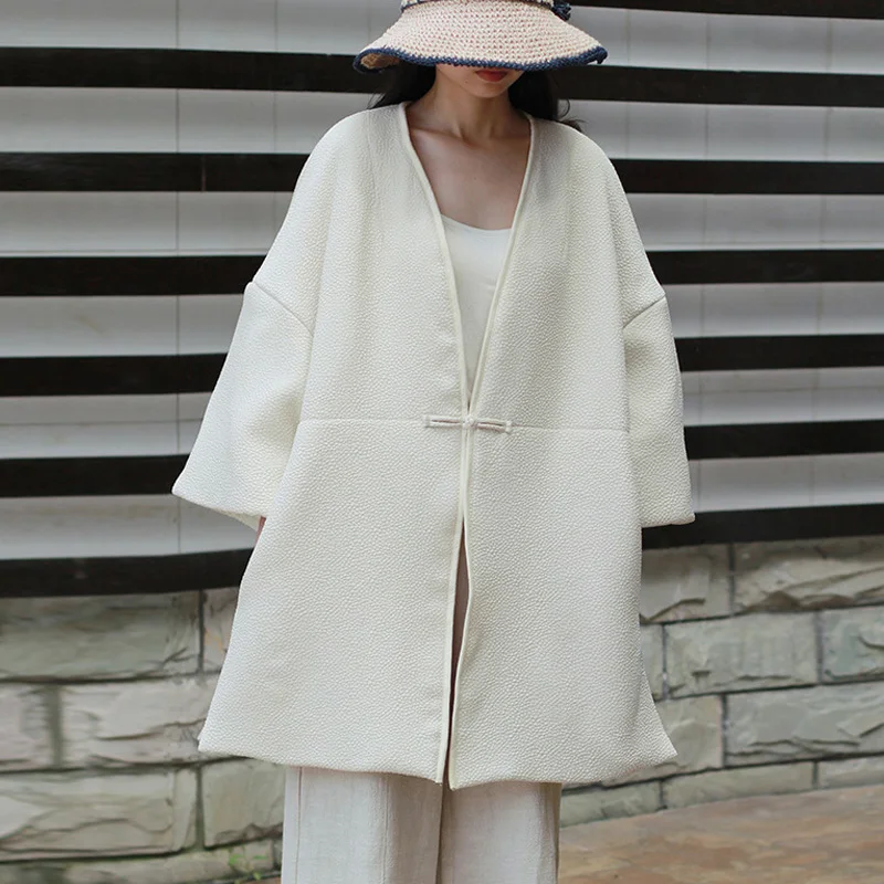 

Johnature New All-match Fashion Single Button Women Winter Coat 2019 Simple Loose Comfortable Nine Points Sleeve Female Coats