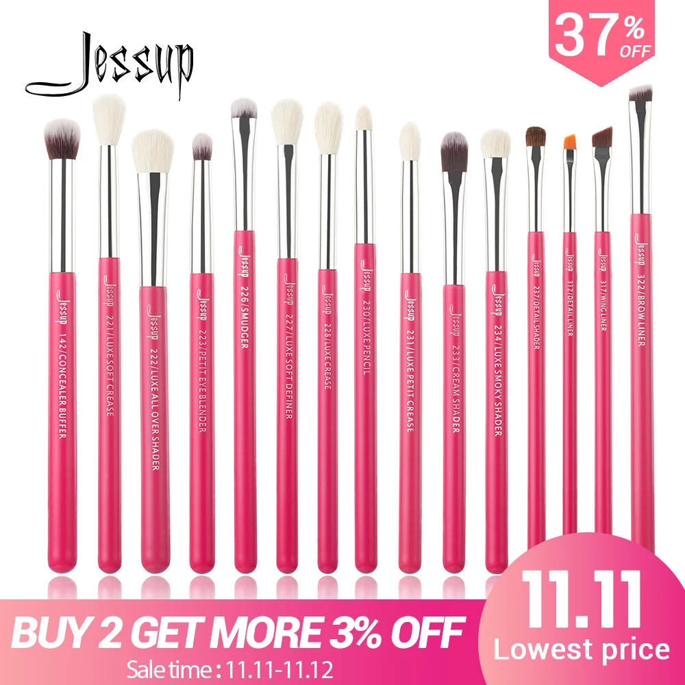 Günstig Jessup Rose carmin Silber Make Up Pinsel pinsel Set professional Make up Pinsel Tools kit EyeLiner Shader natürliche synthetische haar